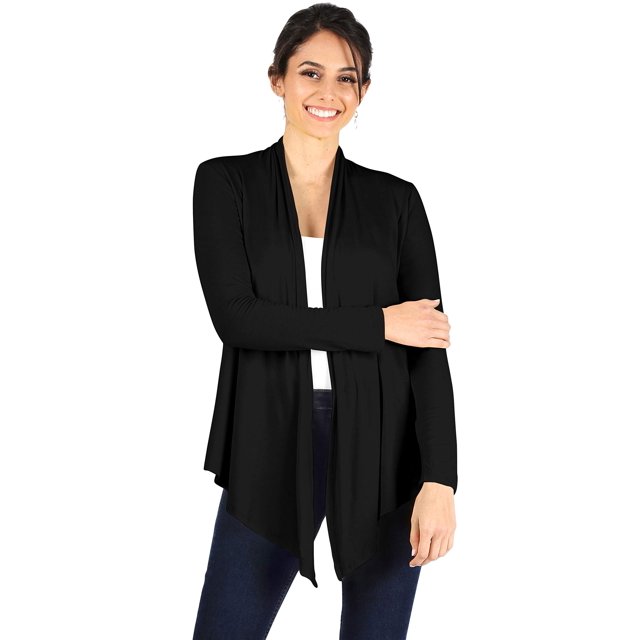 Cárdigan abierto para mujer, cárdigan de talla grande y reg, suéter de manga larga, color negro de EE. UU., XXXL