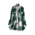 thumbnail image 5 of Seyurigaoka Women's Lapel Plaid Shirts Jacket Winter Autumn Casual Long Sleeve Button Down Loose Shacket Coat, 5 of 7