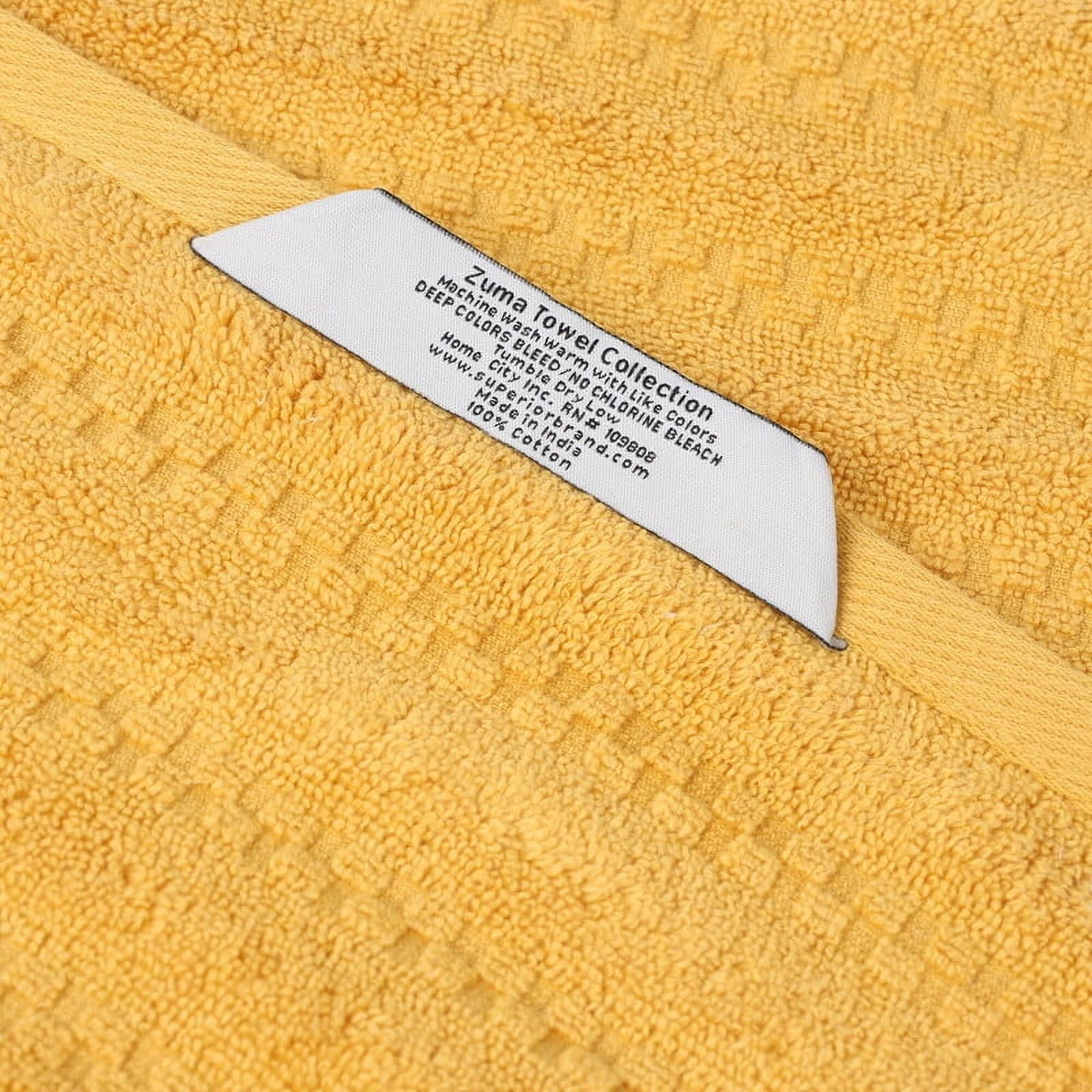 Superior Zuma Waffle Textured Stripes Zero Twist 12 Piece Towel Set, Gold