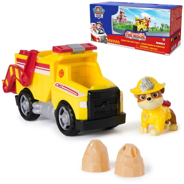 Camión de Juguete Paw Patrol Rubble Rescate Contra Incendios con Figura