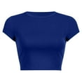 thumbnail image 2 of BLOCLOALO Crop Tops Going Out Tops for Women Women's Round Neck Summer Solid Color Short T Shirt Tops for Women Trendy Short Sleeve Blouses Basic Tees for Women Bu2 M, 2 of 5