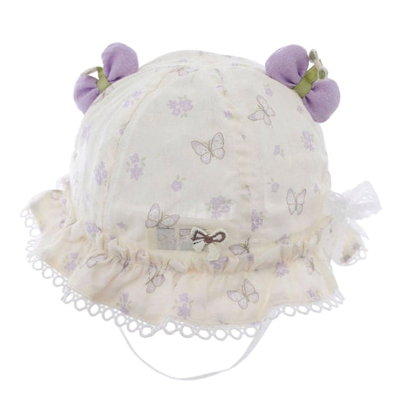 Wxirdiow Infant Sun Hats for Baby Girls Baby Girls Boys Lace Cotton Bonnet Toddlers Newborn Infant Soft Double Layer Sun Protection Hat with Chin Strap Purple Size,3-18 Months