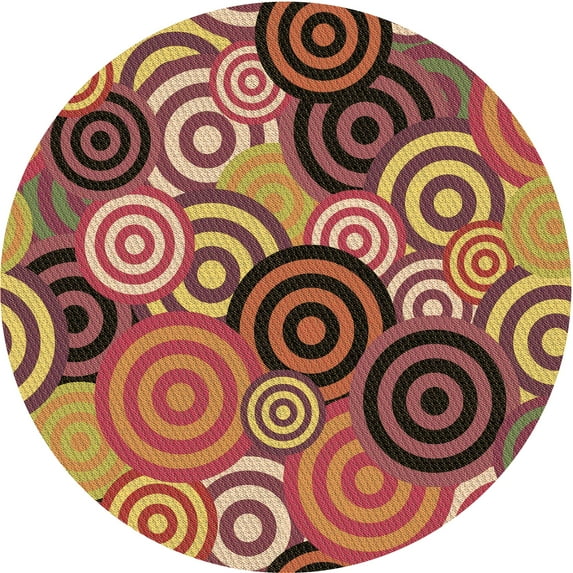 Ahgly Company Indoor Round Patterned Bronze Brown Area Rugs, 4' Round
