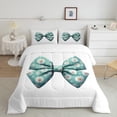 thumbnail image 2 of Manfei Cute Bow Knot Full Size Comforter Sets,Cartoon Daisy Print Bedding Comforter Set,Cyan White Bedding Sets For Girls Teens,Luxury Bedroom Decor Reversible,3 Pieces, 2 of 8