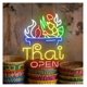 thumbnail image 4 of Letrero De Neón Thai Food Open, Ideal Para Decoración De Pared De Cocina Y Restaurante, Con Luz Regulable De 42cmx52cm, 4 of 6