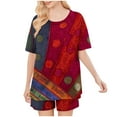 thumbnail image 4 of Conjunto de Pijama de las Mujeres de Moda Casual Color Sólido Manga Corta Cuello Redondo Top Y Pantalones, 4 of 6