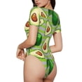 thumbnail image 3 of Easygdp Avocado Green Striped Women's One-Piece Swimsuit Slim Fit Crew Neck Bodysuit Athletic Swimwear with Concealed Buckle - Medium, 3 of 9