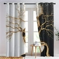 thumbnail image 3 of Gold Tree Patterned Blackout Curtains for Bedroom, Living Room Decor, Room Darkening Thermal Insulated Grommet Drapes, Black and White Marble Window Treatments-42"W x 72"L (Pack of 2), 3 of 7