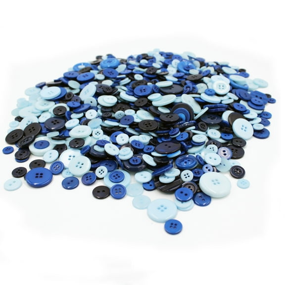 Gwen Studios Round Plastic Sewing Buttons Value Pack, Assorted Sizes, 1 LB, Solid Blue