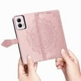 thumbnail image 3 of SaniMore for Motorola Moto G Power (2024) Wallet Case with Embossed Mandala PU Leather Flip Protection Wrist Strap Credit Card Holder Pocket Kickstand Shockproof Case, Rosegold, 3 of 7