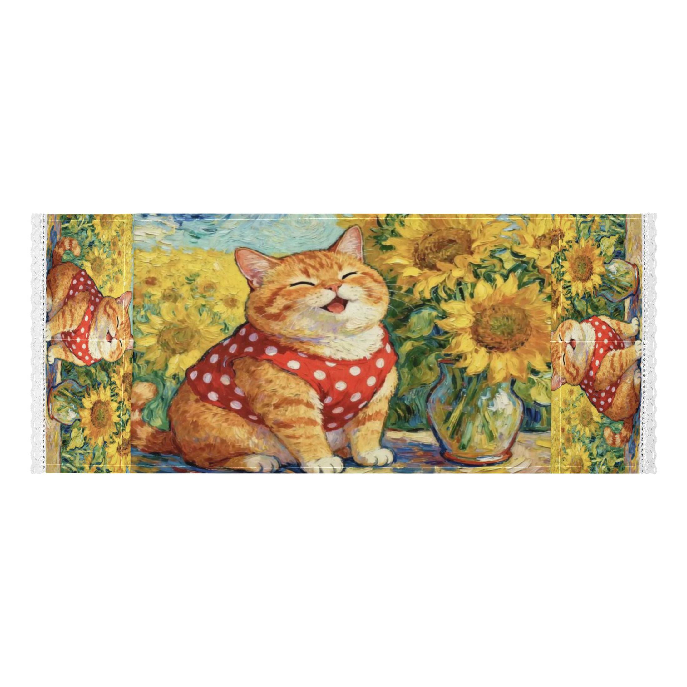 Wobogo Sunflower Chubby Cat Washing Machine Cover Dustproof Washer Dryer Cover Waterproof Laundry Room Decorative Protector