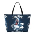 thumbnail image 2 of Daiia Shark Beach Travel Bag - Water-Resistant Beach Bag, Lightweight Tote with 7 Pockets for Women and Men - Gym,Pool,Camping,Reusable Grocery Bag, 2 of 7