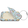 thumbnail image 4 of Rocae Rabbit Burger Coffee for Leather Luggage Baggage Tags ID Label Privacy Cover ID Label with Stainless Steel Loop and Address Card, 4 of 5