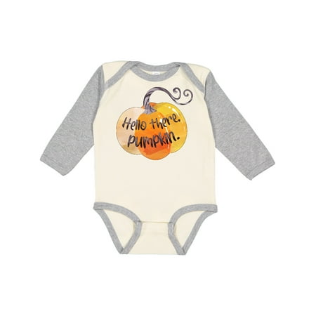 

Inktastic Fall Hello there Pumpkin Gift Baby Boy or Baby Girl Long Sleeve Bodysuit