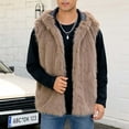 thumbnail image 5 of ZCFZJW Faux Fuzzy Vest Men Winter Warm Sleeveless Open Front Cardigan Sherpa Fleece Jacket Stand Collar Jacket Thermal Vest Casual Winter Jacket Khaki#01 XL, 5 of 9