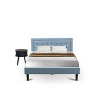 East West Furniture 2-piece Wood Platform Bedroom Set in Denim Blue