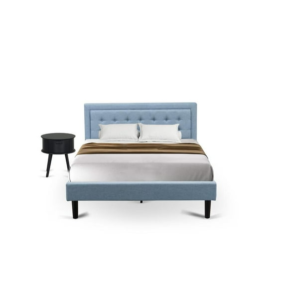 East West Furniture 2-piece Wood Platform Bedroom Set in Denim Blue