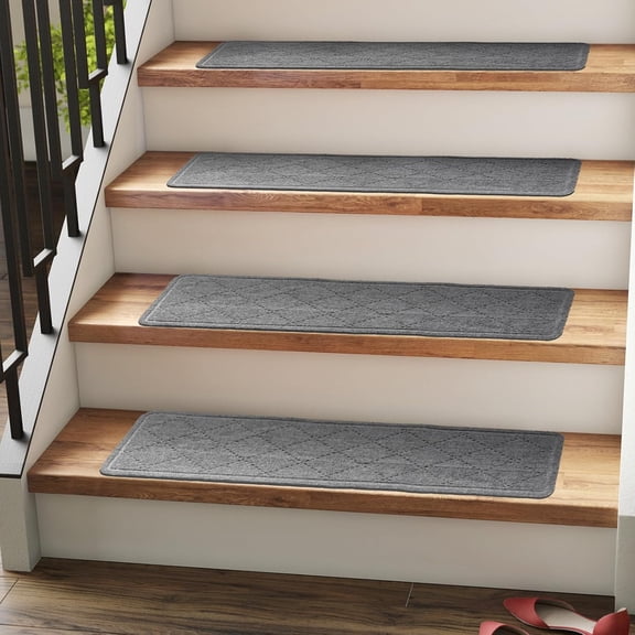 9" x 36" Carpet Stair Treads for Wooden Steps Indoor 15 Pack, Gray