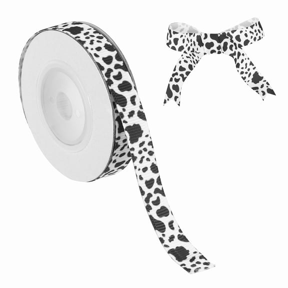 5 Yards Ribbon for Gift Wrapping, 1pcs 10mm(3/8inch) Cow Print Ribbons for Crafts, Black White