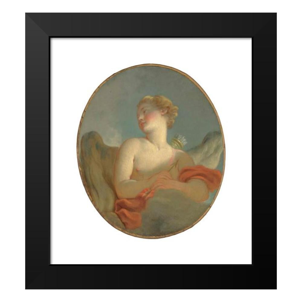 Jean-Honoré Fragonard 12x14 Black Modern Framed Museum Art Print Titled - ‘L’Amour’; Said to Be a Portrait of Marie Catherine Colombe (1751-1830) as Cupid