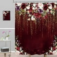 thumbnail image 5 of Floral Shower Curtain Pretty Red Flower Shower Curtain Burgundy Shower Curtain for Bathroom Vintage Floral Bathroom r hooks, 5 of 7