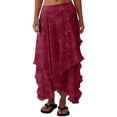 thumbnail image 7 of LWavelet Women Lace Tiered Maxi Skirt High Waist Ruffled Hem Boho Long Skirt Wine S, 7 of 7
