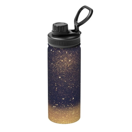 

Gaeub Gold Black Glitter Print Stainless Steel Water Bottle 18oz Sports Insulated Kettle for Women Men Suitable as a Gift