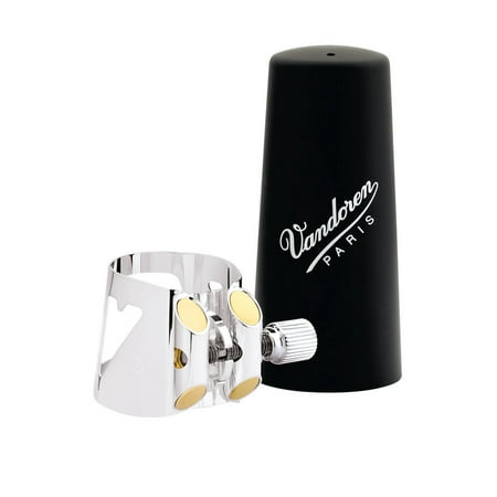 Vandoren Optimum Ligature and Plastic Cap for Bb Clarinet; Silver-Plated; Includes 3 Interchangeable Pressure Plates