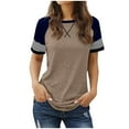 thumbnail image 2 of Teissuly Women's Summer Fashion Loose Casual Patchwork Crew-neck T-shirt Top, 2 of 6