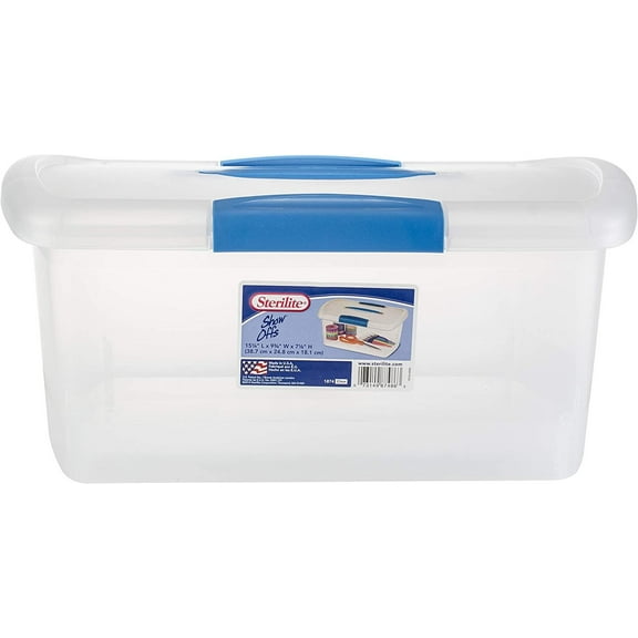 Sterilite ShowOffs Art Storage Box - Stackable, Rectangular - 1 Pack, Green, Multicolor