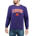 thumbnail image 4 of Men's Colosseum Purple Clemson Tigers Arch & Logo Crew Neck Sweatshirt, 4 of 5
