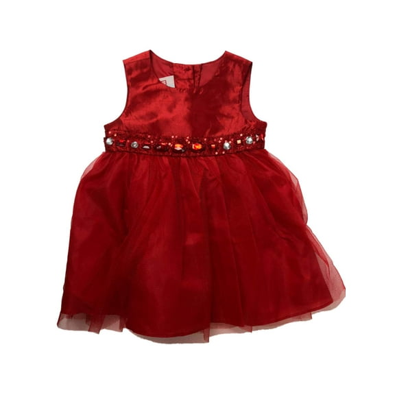 Infant &Toddler Girls Sparkly Red Party Dress Holiday Jewel Tulle Skirt