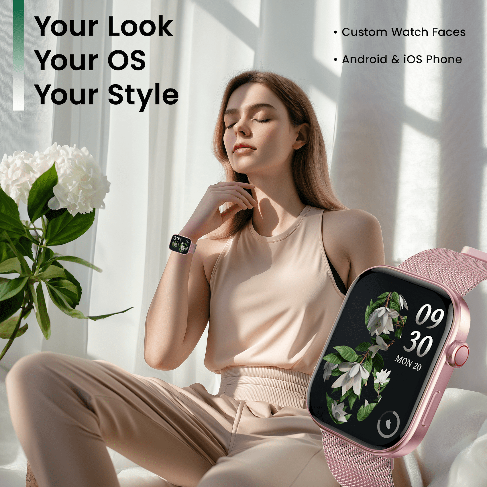 MiracoRun Smartwatch for Women, 1.99-inch AMOLED,  Bluetooth Calls and Texts, 3ATM Waterproof Fitness Tracker for Android & iPhone