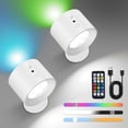 thumbnail image 1 of Lámpara de pared con fuente de luz UP&Down, Aplique de Pared Interior, apliques de pared recargables,Luces LED y RGB, Led Wall Sconce Con Control Táctil y Remoto, 360° rotación (Blanco), 1 of 7