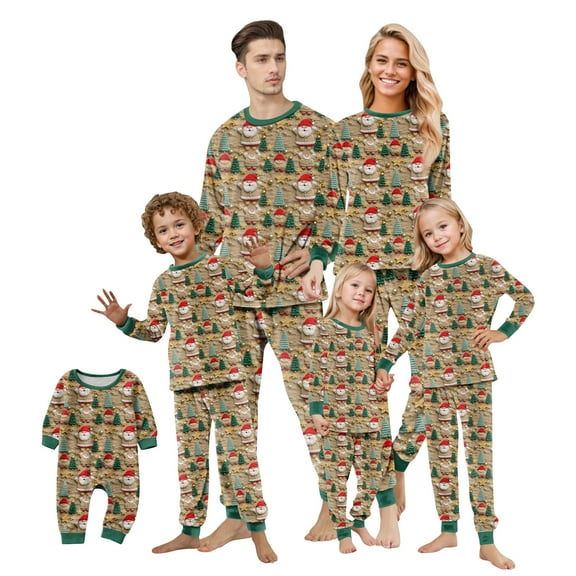 Christmas Family Matching Pajamas Sets, Thickened Plush Warm Flannel, Merry Christmas Pajamas, Long Sleeved Pajamas 2Pcs Set, Xmas Festival Pjs, Christmas Theme Pajamas