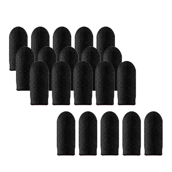 tredstone 20 Pieces Gaming Finger Sleeves Anti Sweat Breathable Cover for Mobile Game Black