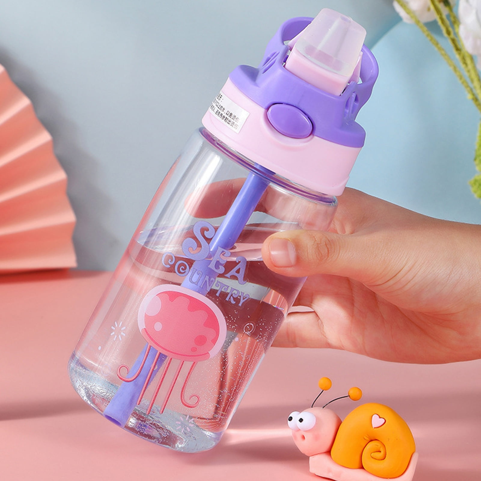 1pc 480ml yellow Kids Water Bottle For School Boys Girls, Cup With Straw,  Cute Cartoon Leak-proof Mug, Portable Travel Drinking Tumbler,Baby feeding  cup,sippy cup