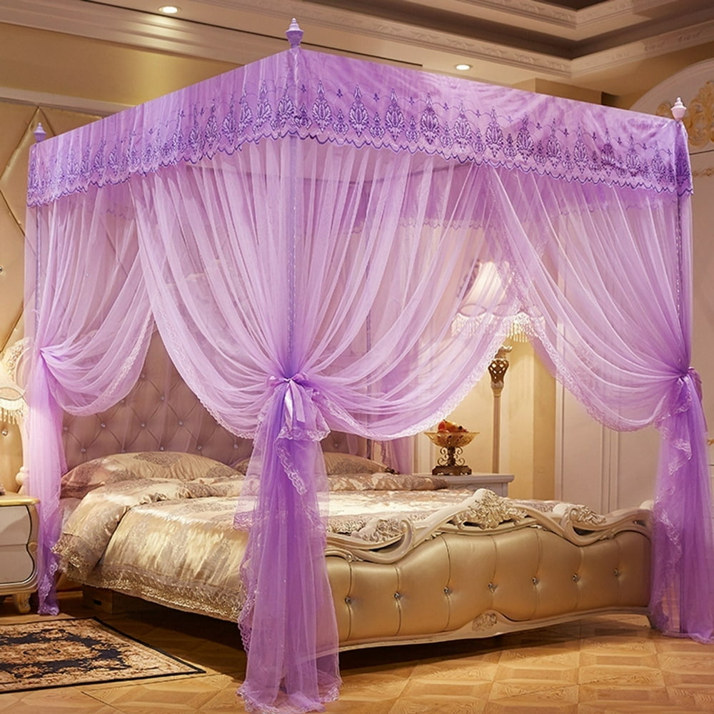 Princess Bed Curtain 4 Corners Poster Bed Canopy for