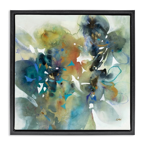 Stupell Industries Modern Complex Splatter Distortion Black Floating Frame Canvas Art, 18 x 18, by K. Nari
