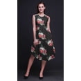 thumbnail image 3 of Bimba Black Peony & Anemone Floral Women Casual Sleeveless Floral Print Summer Swing Midi Dress-Small, 3 of 6