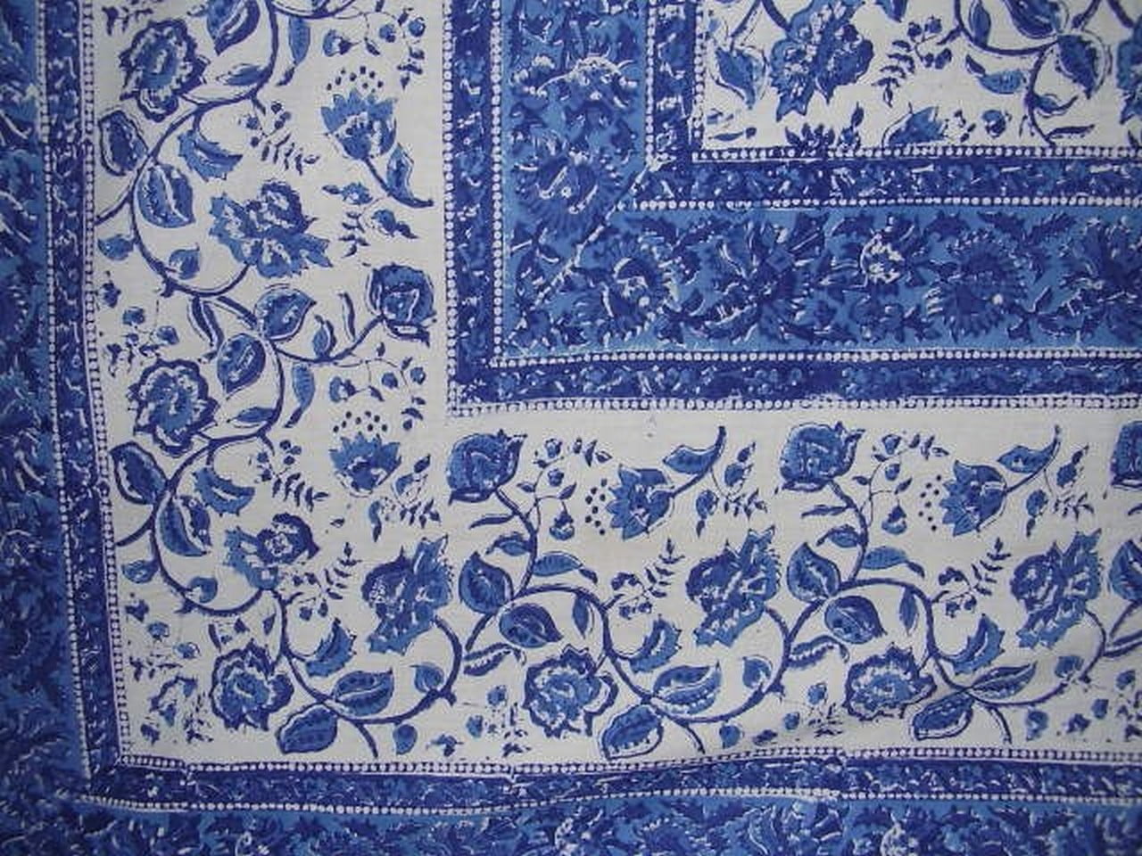 Rajasthan Block Print Tapestry Cotton Spread 106 x 70 Twin Blue
