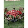 thumbnail image 3 of Outdoor Tablecloth with Umbrella Hole and Zipper, Red Morocco Square Table Cloth 54x54 Inch Waterproof Tablecloth, Ocean Nautical Anchor Stripe Geometric Picnic Table Cover for Patio Camping, 3 of 7