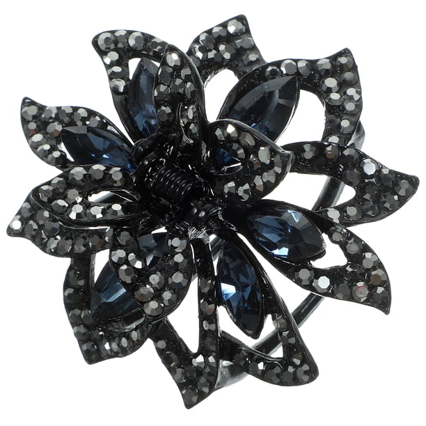 Pinza para el pelo con garra de diamantes de imitación, pinza para el pelo con flores para niña, pinza decorativa con forma de garra de flor pequeña