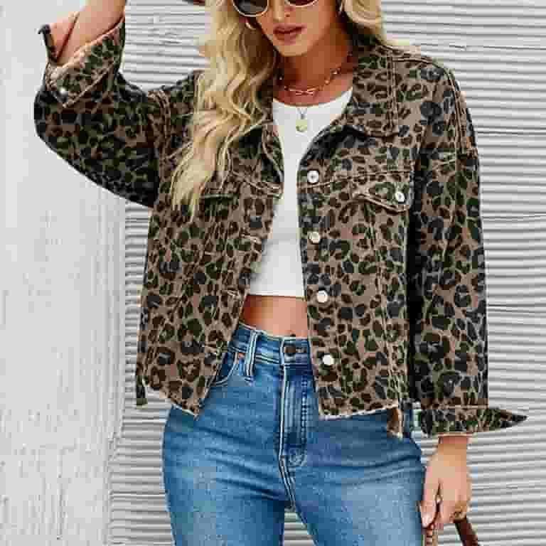 UTCOCO Women's Leopard Print Shacket - Oversized Button Down Jacket For Fall 2025