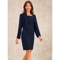 thumbnail image 4 of DARING DIVA 2Pcs Women's Long Sleeve Blazer Sleeveless Dress Suit Set L Navy Blue, 4 of 6