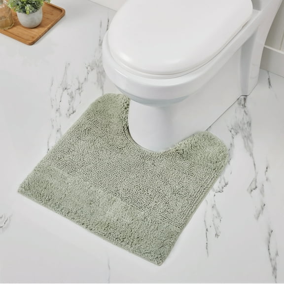 Better Trends 3 Piece Bathroom Rug Set, 100% Cotton, Extra Soft Tufted Bath Mat, Water Absorbent & Non Slip Bath Rug, (Dark Sage) Granada Collection