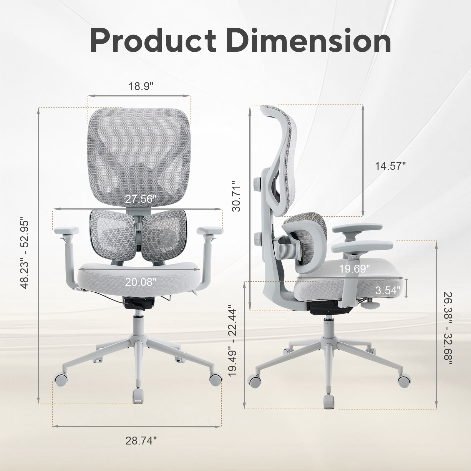 Nouhaus Morph, Black Mesh, Ergonomic High Back Desk Chair with 2-Zone Lumbar Support for Home Office & Gaming