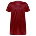 thumbnail image 3 of Lejafay Men's Nightshirt Soft Loose Pajama Sleep Shirt Nightwear Short Sleeve Nightgown V-Neck Burgundy 3XL, 3 of 6