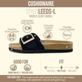 thumbnail image 3 of Cushionaire Leeds 100% Genuine Leather Suede Womens Sandals, Comfortable Slides for Women with Adjustable Statement Buckle, 3 of 19