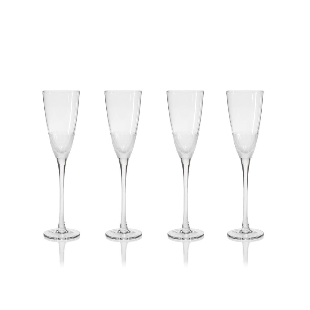 Zodax "Vitorrio" 10.5" Tall Flutes Champagne Glass, Frosted Design (Set